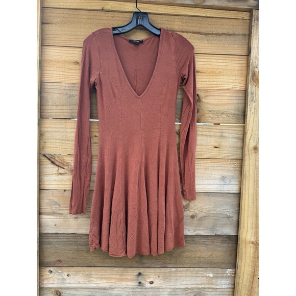 Forever 21 Dress Small Crimson orange long sleeve a line dress Forever 21 - Picture 2 of 9